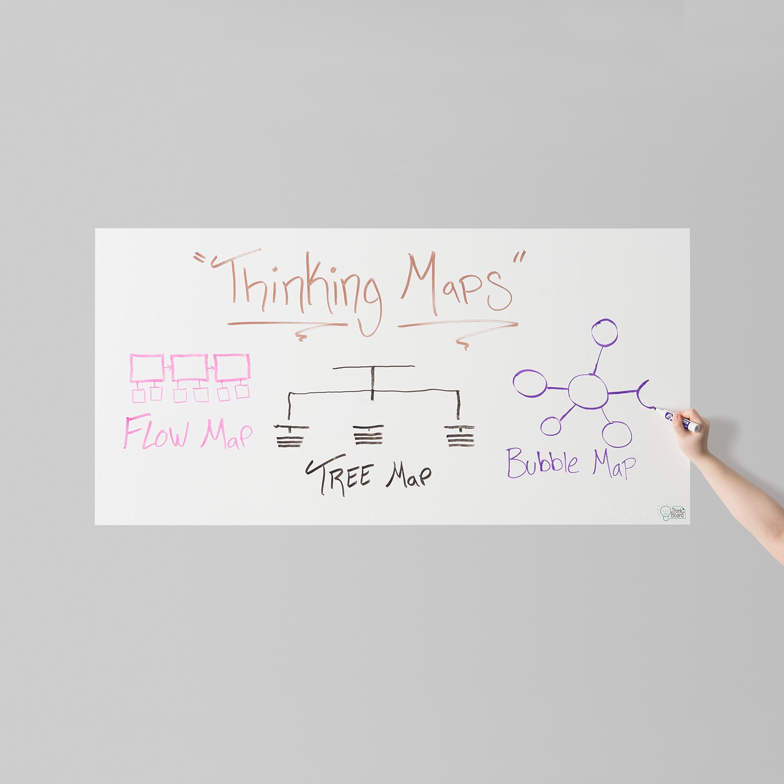Think Board White Stick On Whiteboard Wall Sticker - 600x1200mm - Premium White - Turn Any Wall Into A White Board
