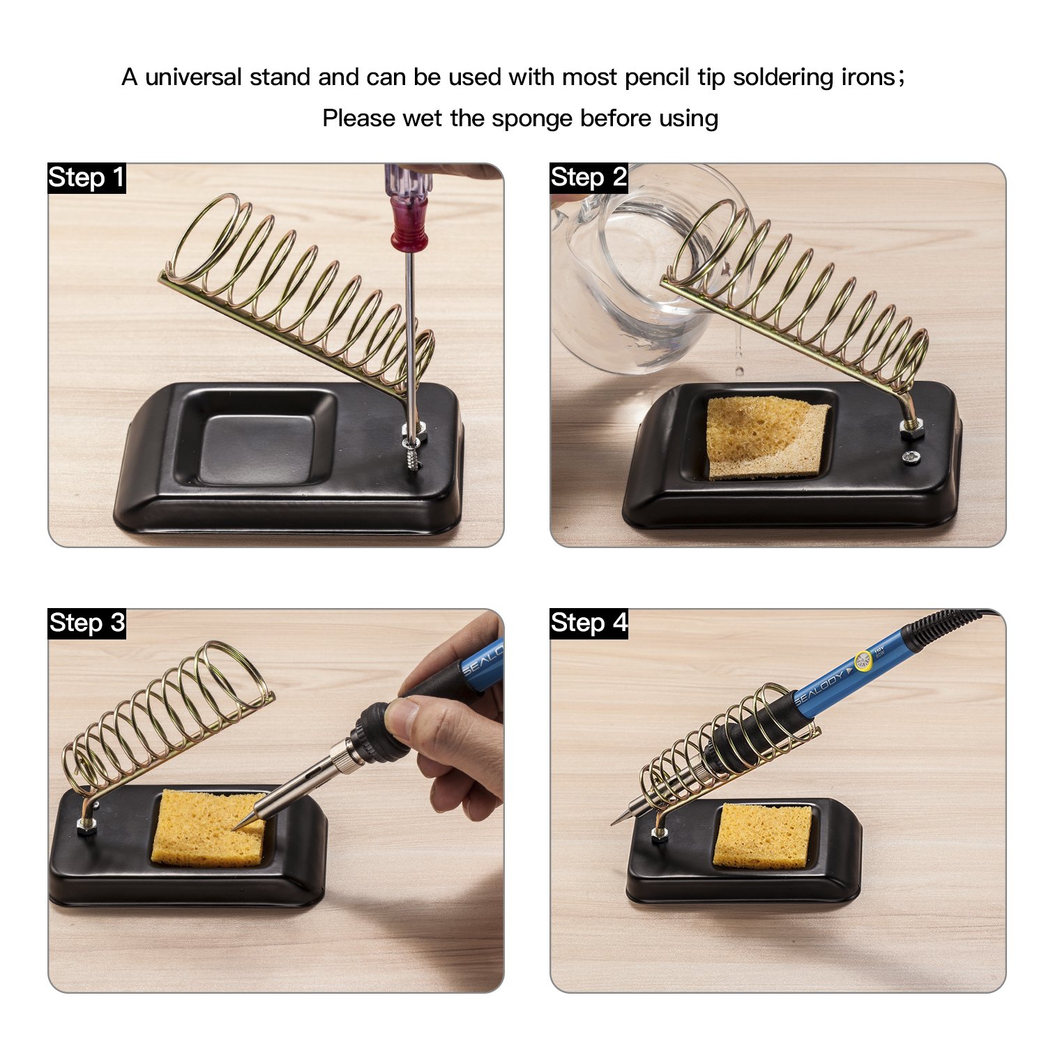 Soldering Iron Kit, Including 60W Temperature Control Soldering Iron with ON/OFF Switch, Tips, Solder Sucker, Desoldering Wick, Solder Wire, Anti-static Tweezers and Stand with Cleaning Sponge