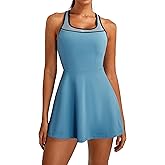 BMJL Women Tennis Dress Athletic Built-in Bra Workout Dresses Casual Mesh Golf Outfits Separate Shorts with Pocket