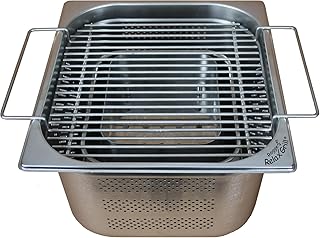 Rogge´s RelaxGrill ® – Einbaugrill aus Edelstahl für Gartentisch und Außenküche – gemeinsam Essen am Holzkohlegrill, wie beim Raclette oder Fondue mit Freunden oder der Familie