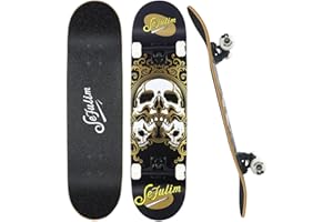 Sefulim 31 x 8 Inch Complete Skateboard 7 Layer Canadian Maple Double Kick Deck Concave Cruiser Trick Skateboard for Boys Girls Teens Adults Beginner ﻿