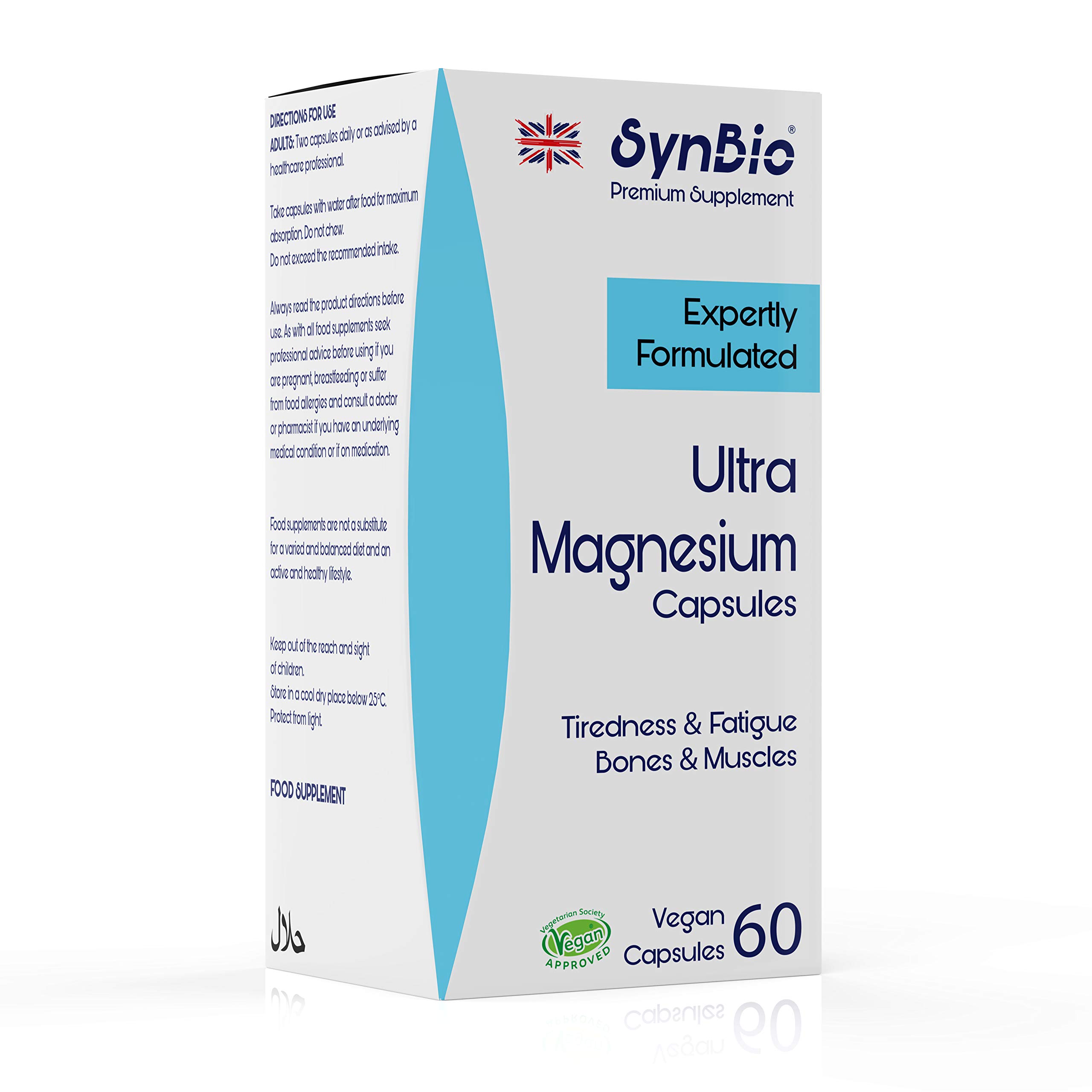 SynBio Premium - Ultra Magnesium Citrate | 60 Vegan Capsules | Essential Mineral for Health & Wellness | Support for Muscles, Nerves, and Bones