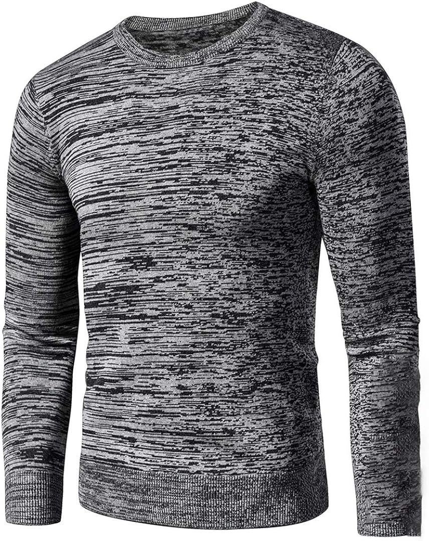 Men Casual Vintage Mixed Color Fleece Sweater Men ONeck Warm Thick