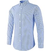 Men's Plaid Casual Slim Fit Long Sleeve Button Down Dress Shirts