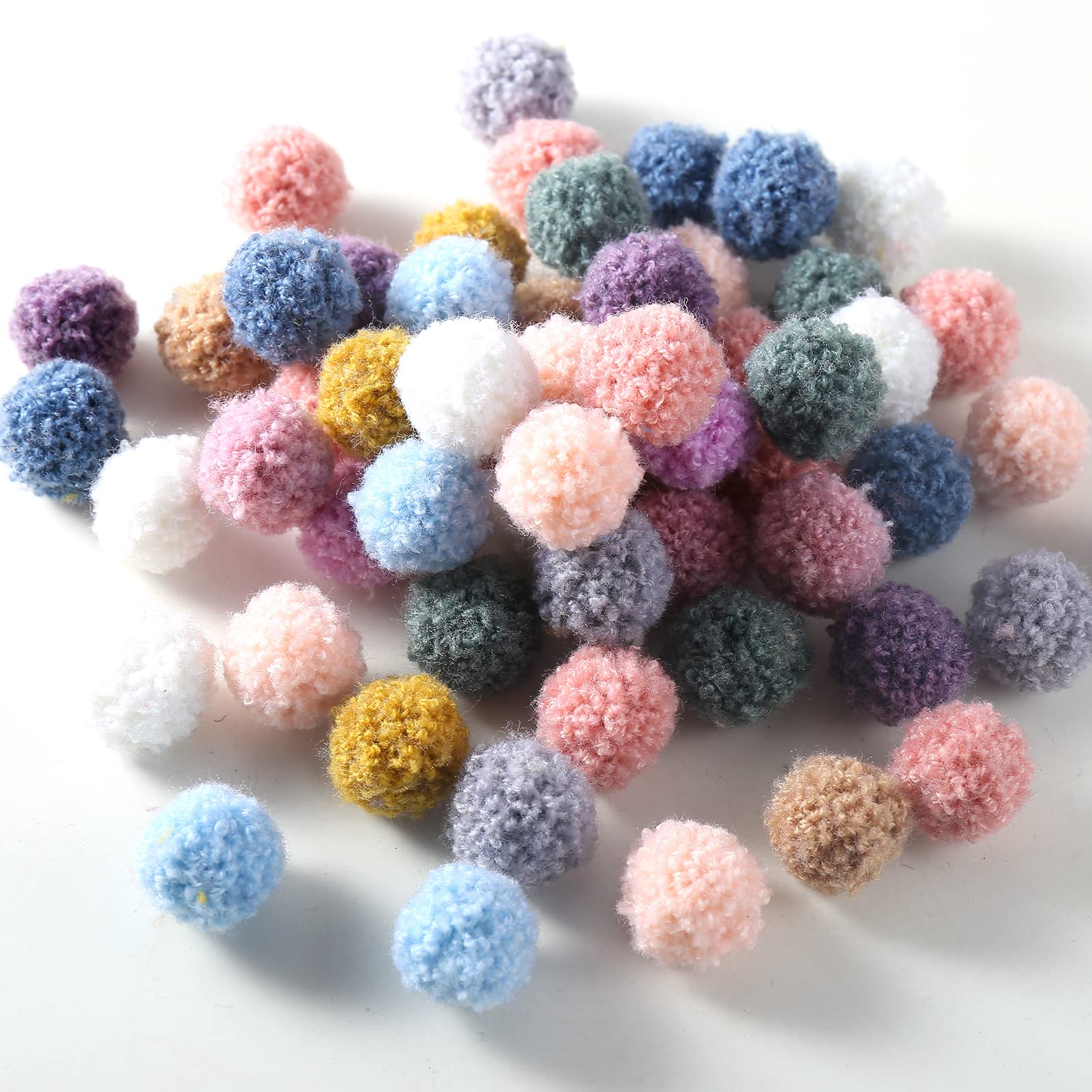 HERZWILD Pompons 100pcs Colorful Bomb Balls Fluffy Plush Balls Pom Pom Set for Crafting DIY Creative Craft Christmas Decoration(A-2.0cm)