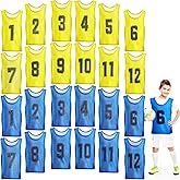 Hercicy 24 Pcs Youth Pinnies Soccer Pinnies Training Vest Adult Mesh Reversible Numbered Football Jersey