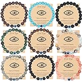 SAMOCO 9Pcs 8mm Blue Evil Eye Beaded Bracelets Lucky Bracelet for Protection Blessing Jewelry Boho Handmade Strehch Bracelet for Women Men