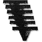 Amazon Essentials Women's Stretch Galloon Lace Thong, Pack of 6