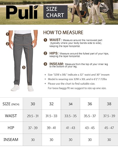 SPECIALMAGIC GOLF PANTS MEN STRETCH SLIM FIT HIKING PANTS LIGHTWEIGHT DRESS CASUAL TAPERED 2 BACK ZIPPER POCKETS,GREY 30W30L