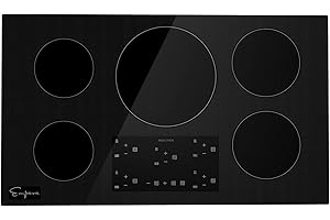 Empava 36” Electric Stove Induction Cooktop with 5 Power Boost Burners Smooth Surface Vitro Ceramic Glass in Black, 36 Inch