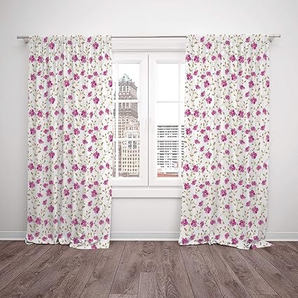 Satin Window Drapes Kitchen Curtains House Decor Peony In Vintage