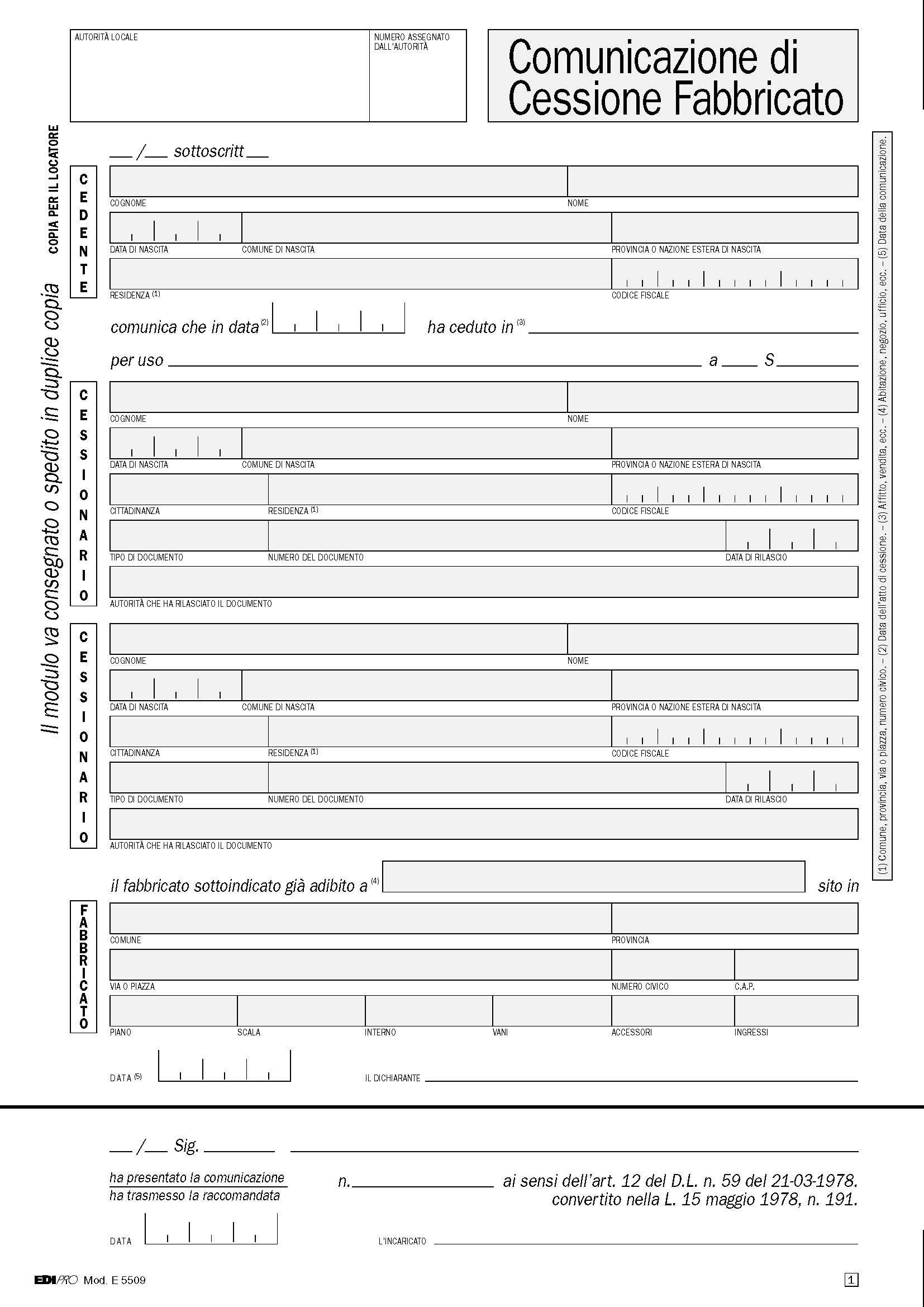 EDIPRO - E5509 - Produced Transfer Communication 3 Copies Snap f.to 29,7x21 p