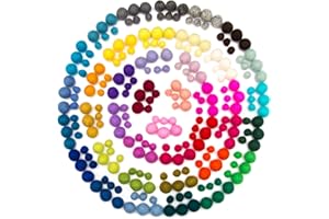 Glaciart One Felt Pom Pom, Felt Balls for Crafts (240 pcs) | 40 Rainbow Colors & 2 Sizes from 0.4 to 0.6 Inch | Perfect for Garlands, DIY Crafts and Decoration