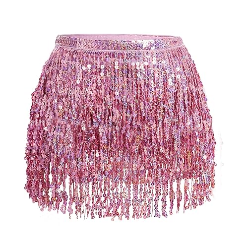 Belly Dance Hip Scarf Sequin Tassel Performance Outfits Sparkly
