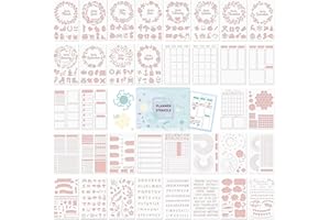 GYGOT 36 PCS Planner Stencils Templates,Plastic Bullet Journals Stencils Journaling Supplies Bujo Accessories for A5 Dotted Journals,Incl. Ultimate Productivity/Seasonal Themes/Calendar Stencil