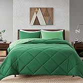 Decroom Lightweight Queen Comforter Set with 2 Pillow Sham - 3 Pieces Set - Quilted Down Alternative Comforter/Duvet Insert for All Season - Olive Green/Grass Green - Queen Size