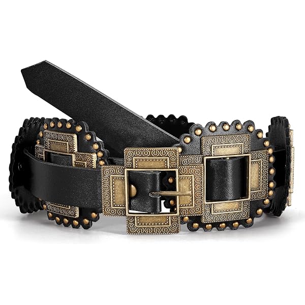 Women Western Leather Belt Boho Cross Conch Waist Belt for  display picture 1