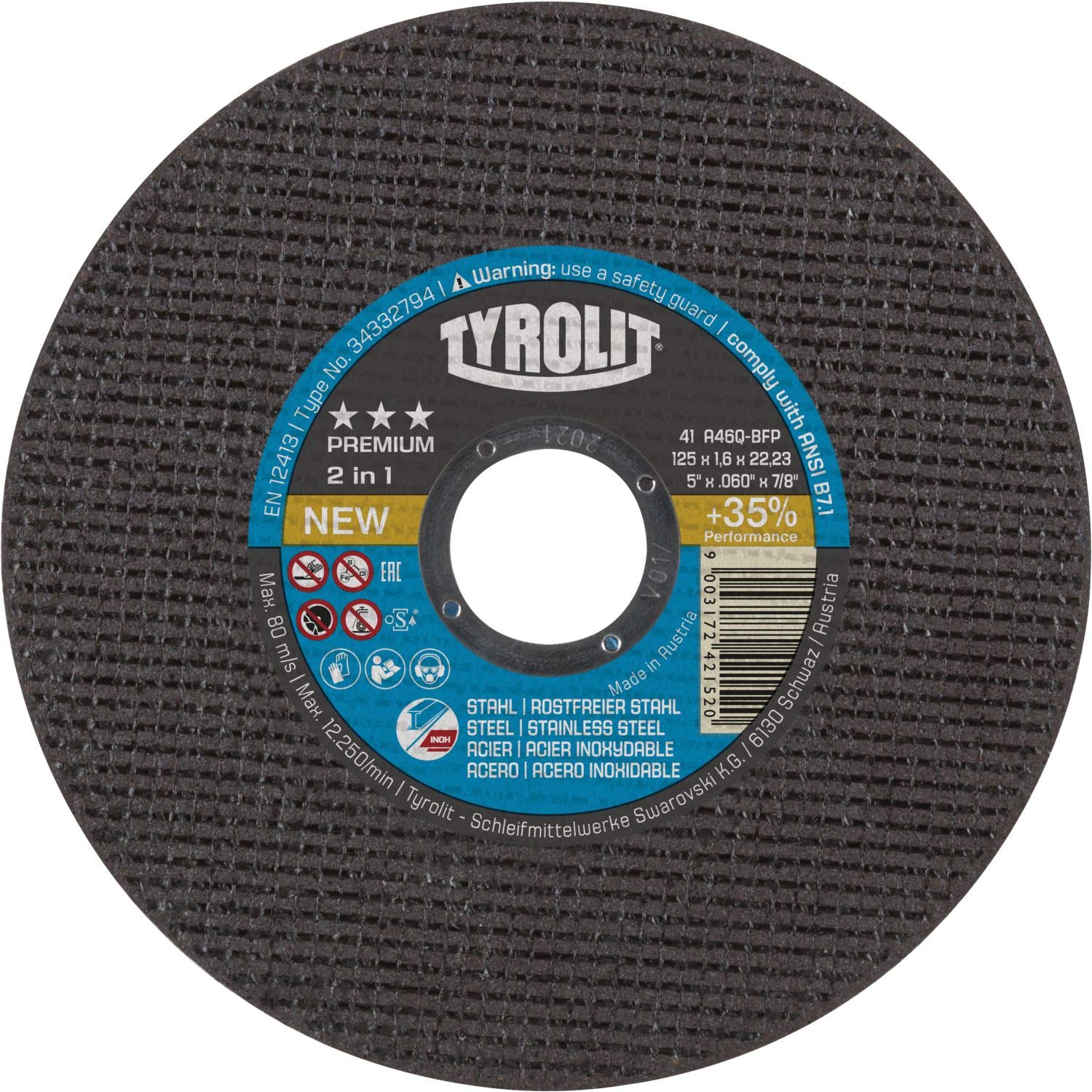 TYROLIT 34332794 Superthin cutting disc for steel & stainless steel