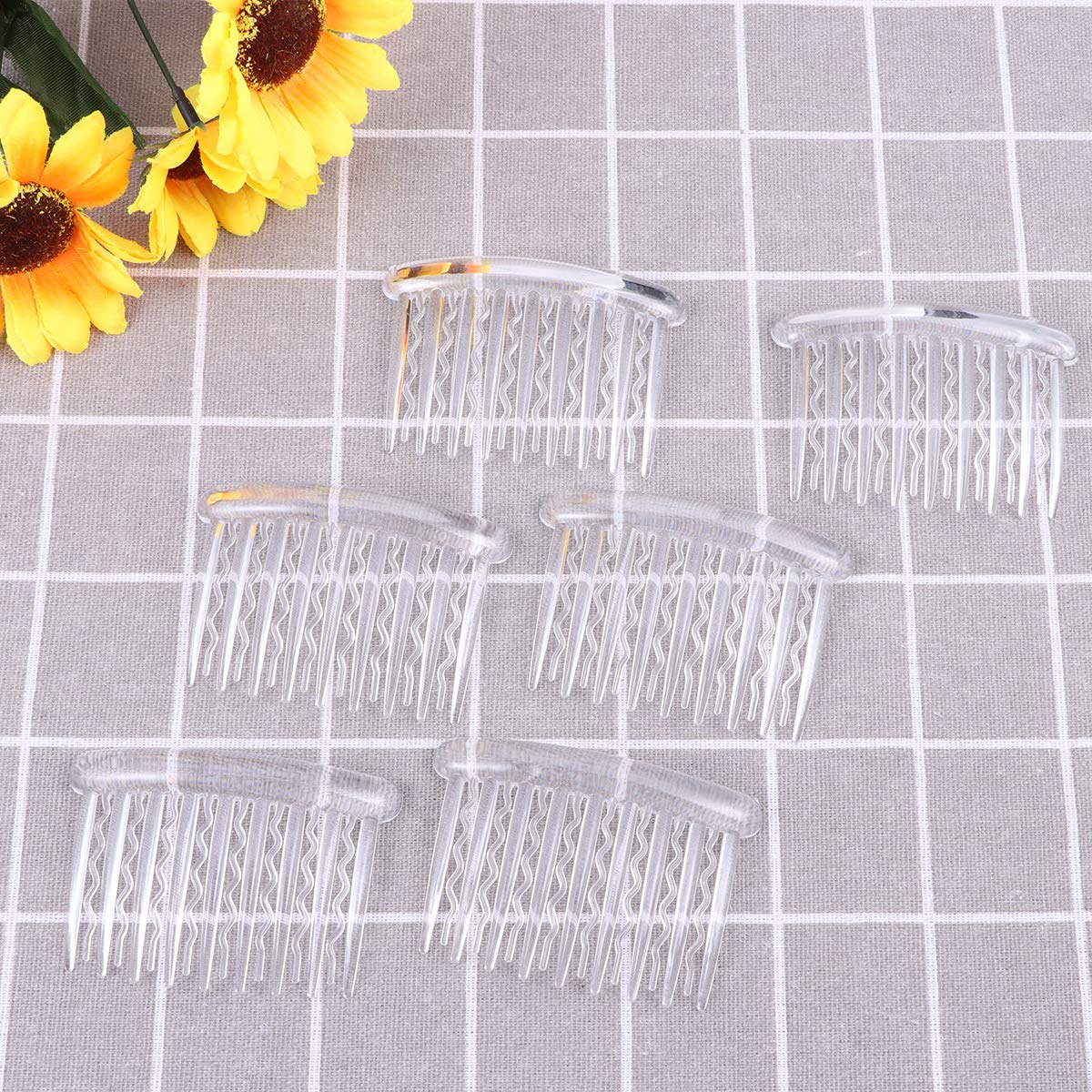 Lurrose 12PCS 8x5cm Plastic Wave Teeth Hair Combs Tortoise Side Comb Hair Accessories for Fine Hair (Transparent) : Beauty