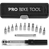 PRO BIKE TOOL 1/4 Inch Drive Click Torque Wrench Set - Precise 2 to 20 Nm Bike Tool Kit for Road and Mountain Bikes - Includes 1/4 Torque Wrench, Allen, Torx Bits, Extension Bar and Storage Box