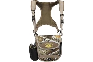 Horn Hunter Bino Hub - Hunting Adjustable Binocular Straps Harness Chest Pack with Range Wrap & Range Lock Included for Bow Hunting, Large, Camo