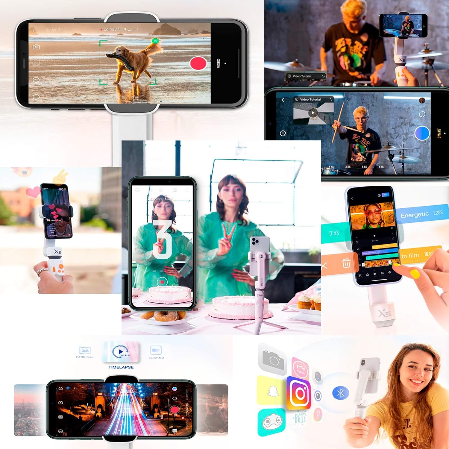 ZHIYUN Smooth XS Handheld Gimbal Stabilizer for iPhone Android Smartphone, Foldable Selfie Stick Tripod with 26cm Extensional Stick, Slide Design, w/Case, Vlog YouTube Live Video Record : Camera & Photo