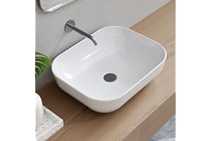 SOTOMO Bathroom Vessel Sink, 20" x 16", Rectangular Modern Bathroom Sink, White Ceramic Countertop Sink for Bathrooms, Lavatories, Powder Rooms - MJ-6128 White
