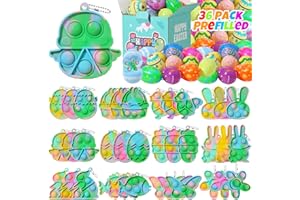 MEADIN 36 Pack Prefilled Easter Eggs with Toys Inside Pop Keychain - Pre Filled Easter Eggs Bulk with Fidget Toy Easter Basket Stuffers Gifts Hunt Party Favors Classroom Prize for Kids Toddler