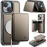 Usroom Compatible with Magsafe for iPhone 14 Wallet Case Magnetic Card Holder, RFID Blocking 2 in 1 Detachable Kickstand Shockproof Case for Women Men, Bronze Gold