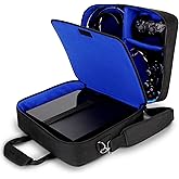 USA Gear PS4 Travel Case - Travel Bag Compatible with Playstation 4 Slim, Playstation Pro and PS3 - Carrying Case with Customizable Interior for PS4 Games, Controller, Headset & Accessories (Blue)