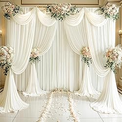 8 Panels Ivory Backdrop Curtains for Wedding Party