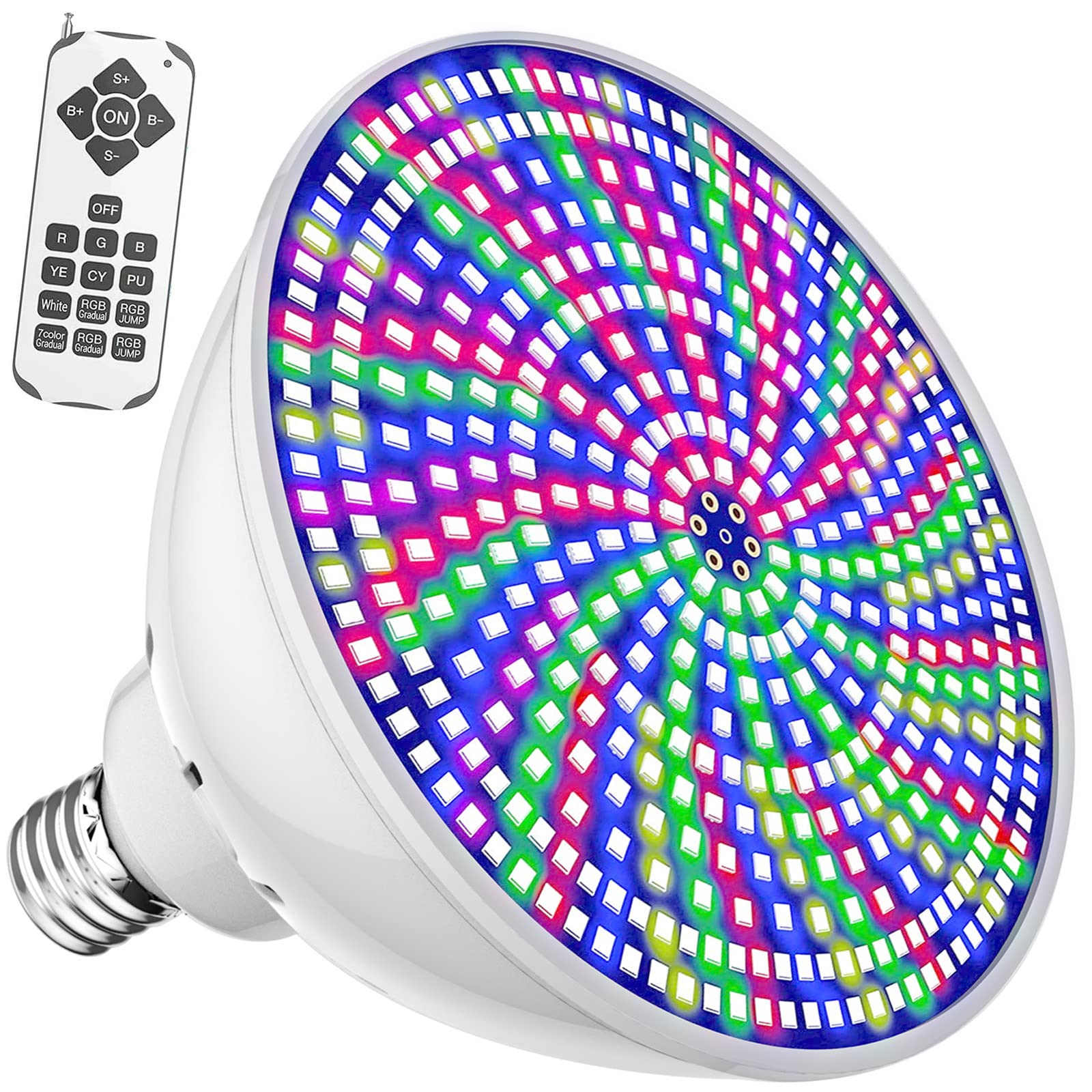 Photo 1 of PoCare Pool Lights Bulb, 120V 45W RGB Color Changing Underwater LED Pool Light for Inground Pool, E26 Replacement Bulb for Pentair Hayward Fixtures with Remote Control and Color Memory