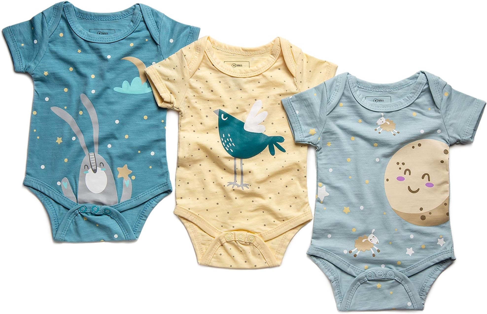 Newborn Baby Boy/Girl Unisex Bodysuits 3 Set Organic Bamboo Clothing in a Gift Box