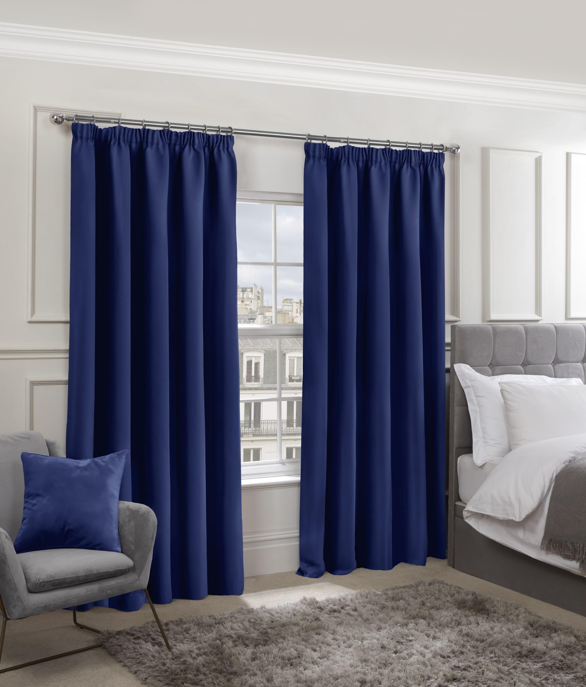 Emma Barclay โ Blackout Curtains for Bedroom Living Room Thermal Insulated Woven Pencil Pleat Blackout Curtains Cali Collection (66โ x 72โ Inch)(Navy)