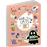 Cupkin A World of Cats Coloring &amp; Sticker Activity Book | 300+ Stickers | Spiral-bound kids craft format with 8 scenes, 8 art pages, side-by-side viewing, and an easy-peel design for ages 2&ndash;8