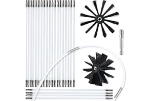 HOKLNUSE Dryer Vent Cleaner Kit Chimney Sweep Cleaning Tools Pellet Stove Cleaner Kit Air Dryer Duct Fireplace Brushes for Easy Lint Cleaning with 4" and 6" Brush Heads (Medium Duty, 30Feet)