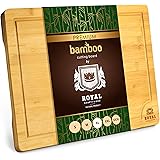 Extra Large Organic Bamboo Cutting Board with Juice Groove - Kitchen Chopping Board for Meat (Butcher Block) Cheese and Veget