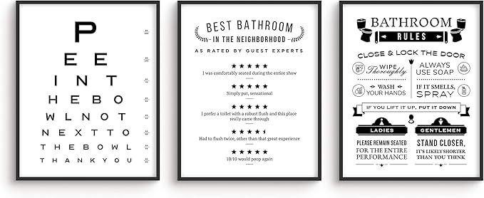 Amazon Com Haus And Hues Funny Bathroom Signs Bathroom Wall Art Set Of 3 Funny Bathroom Wall Art Prints Funny Bathroom Decor Bathroom Signs Decor Funny Bathroom Art Bathroom Rules 8 X10