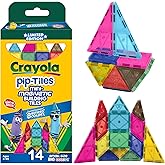 CreateOn Crayola Limited Edition Retro PIP Magnetic Tiles Set, Building Set for Kids, STEM Toys for Boys and Girls Ages 3 and Up, 14-Piece Set