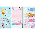 Xqumoi I Just Really Like Boba Sticky Notes Set, 550 Sheets, Cute Bubble Tea Self-Stick Notes Pads Milk Tea Theme Divider Tabs Bundle Writing Memo Pads Back to School Office Supplies Small Gift