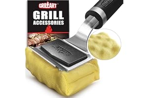 GRILLART Grill Brush for Outdoor Grill Bristle Free - Reinforced Grill Cleaner Scraper BBQ Brush - Replaceable Head Barbecue Grill Cleaning Brush - Safe BBQ Accessories Grill Tools - Gifts for Men/Dad