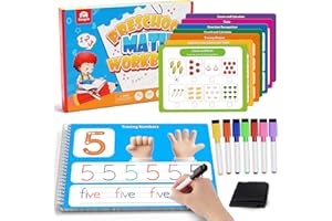 Coogam Math Learning Game for Kids Age 3-8, Number Tracing Handwriting Practice Workbook, Math Addition and Subtraction, Montessori Educational Preschool Learning Activities Gift Toy