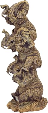 Design Toscano Hear No See No Speak No Evil Stacked Elephants Statue Polyresin view 3