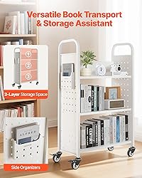 VEVOR Rolling Library Book Cart, 330 lbs