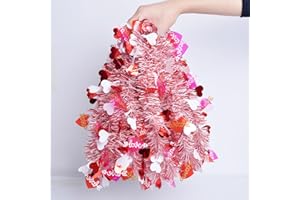 YUKL 33Feet Valentines Day Tinsel Garland Red Pink Love Heart Garland Party Decorations Wedding Engagement Anniversary Party Supplies for Twist Hanging Ceiling Indoor Outdoor Party Decorations