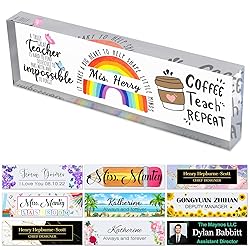 Office Desks Name Plate Personalized Custom Clear