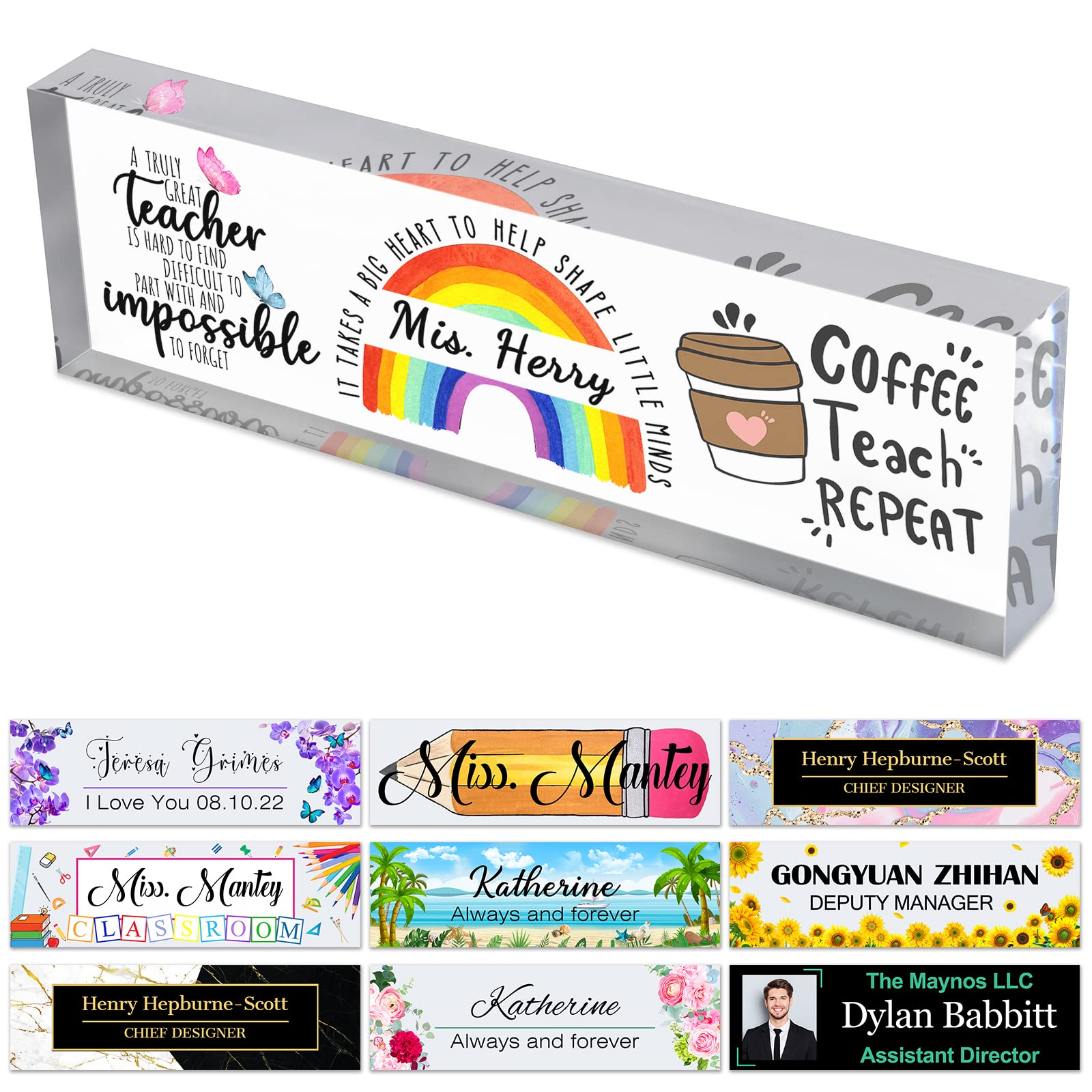 Office Desks Name Plate Personalized Custom Clear