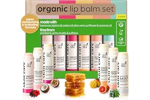 ArtNaturals Organic Beeswax Lip Balm Gift Set - Assorted Flavors with Aloe, Coconut & Jojoba Oils