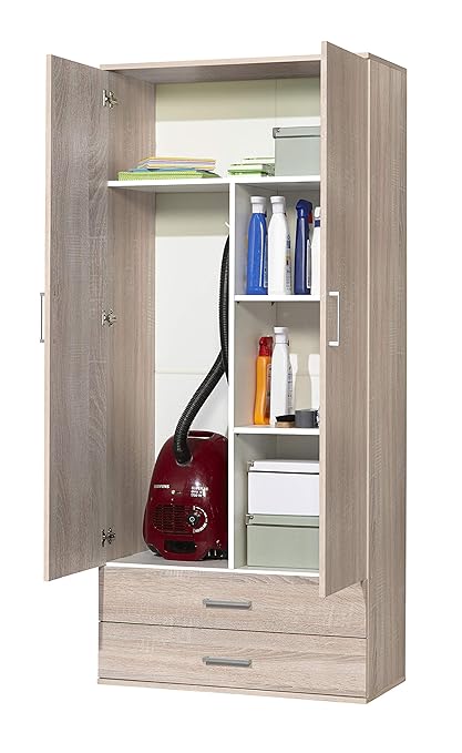 Schranksystem Eiche sägerau BV-VERTRIEB Mehrzweckschrank Türenschrank Eiche sägerauh - (2793)