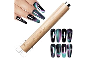 YTD Likomey Multi-functional Removable Cat Eye Nail Magnet Stick,Rocket High Force Cylindrical Wooden Handle Versatile Pen Magnet Tool for Cat's Eye Gel Polish Nail Art Salon DIY at Home,White Oak